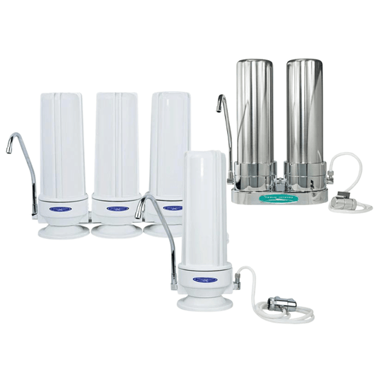 Crystal Quest SMART Countertop Water Filter System with multi-stage filtration for chlorine and heavy metal removal.