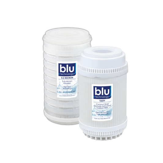 Blu Technology 2-Stage RV Water Filter Replacement for AR2, MR2, and DUO systems with 0.2-micron filtration.