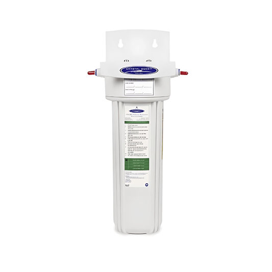 Crystal Quest Refrigerator In-Line Water Filter with nitrate removal for refrigerators, ice makers, and coffee machines.