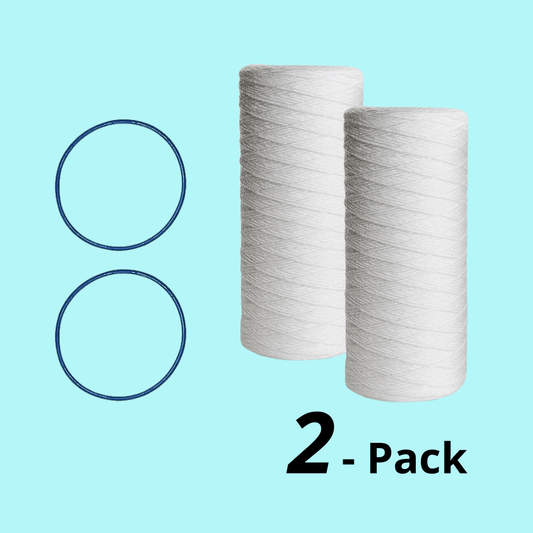 PC20-P Pelican Water Replacement 10" Sediment Filters + O-Rings (2-Pack) | 5 Micron 10,000Gals Capacity 6 Months Filter Life