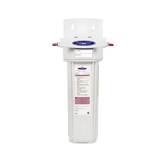 Crystal Quest Refrigerator Water Filter for arsenic removal with quick-connect fittings for fridges, ice makers, and water coolers.