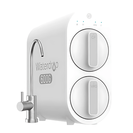 Waterdrop G2P600 Tankless Under Sink RO Water Filter with high-flow design and 600 GPD filtration system for purified drinking water.