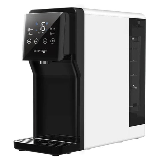 Waterdrop N1 Countertop RO Water Filter with UV sterilization and smart display for home water purification.
