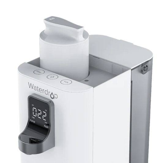 Close-up of Waterdrop K19-H with smart screen display