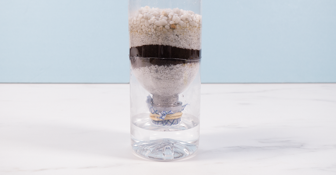 DIY water purification system layers sand gravel charcoal filter history ancient modern methods