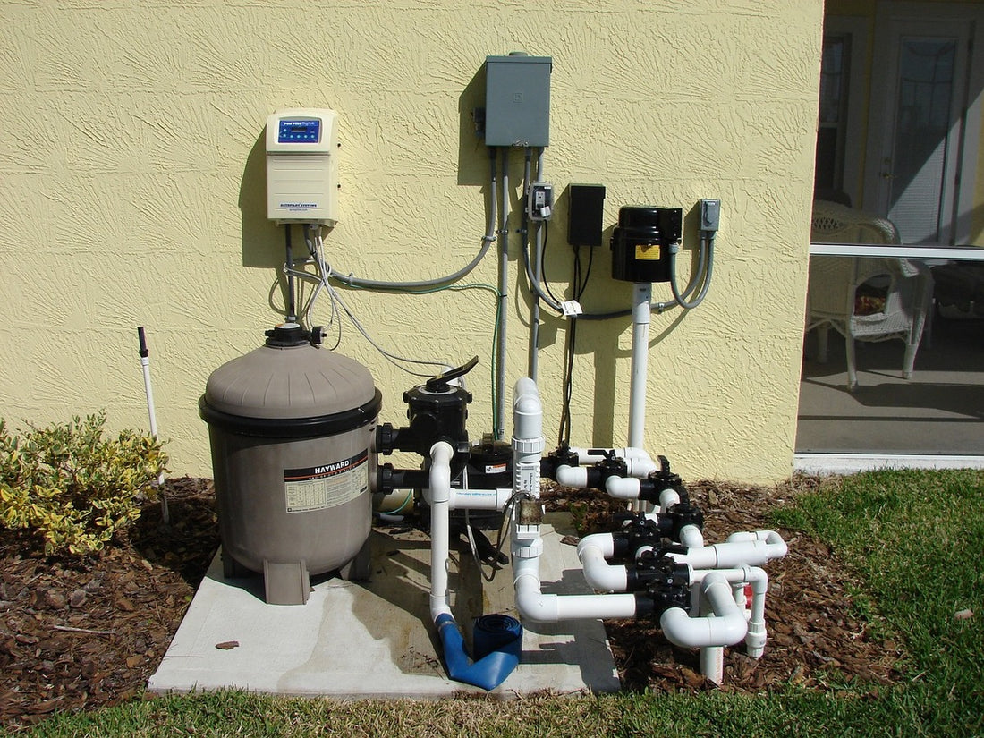 Newly installed residential outdoor water filtration system 