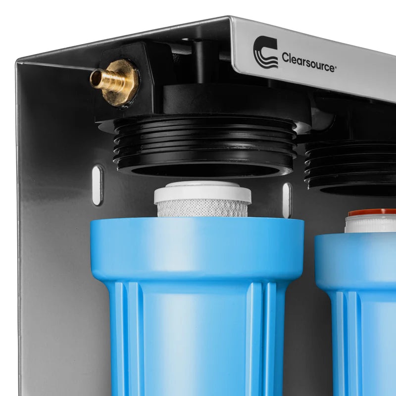 Clearsource 2-Canister RV Water Filter, Onboard Installation, High Flow Rate, and Multi-Stage Filtration for Safe, Clean Water.