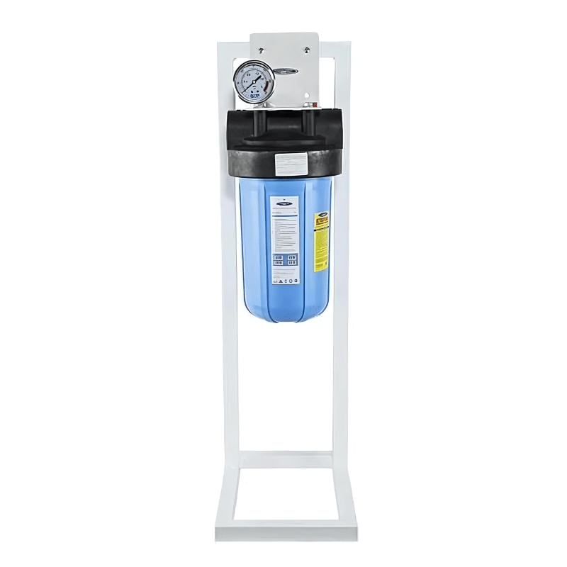 Single Compact whole house water filter system w/ stand for efficient home water purification and easy installation