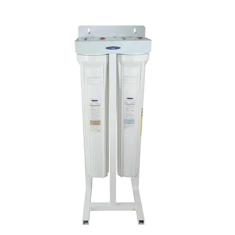 Double Mini Whole house water filter with stand for advanced home water purification and efficient filtration