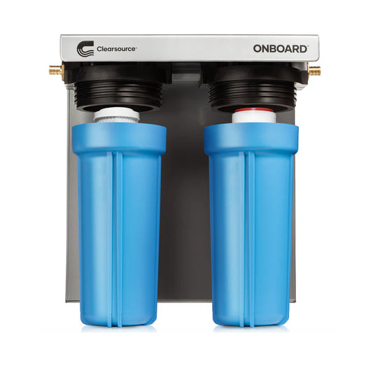 Clearsource 2-Canister RV Water Filter, Onboard Installation, High Flow Rate, and Multi-Stage Filtration for Safe, Clean Water.