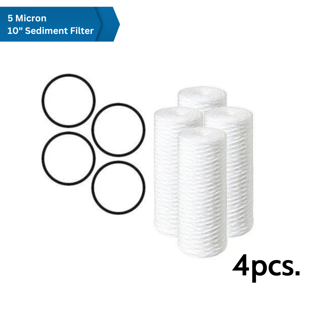 PC40-P Pelican Water Systems Sediment Filters | Replacement 10" Sediment Filters + O-Rings (4 Pack)