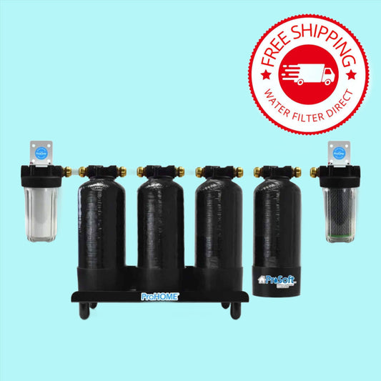 PH-1000-1:HOME COMPLETE Pro One USA ProHome™ Complete 4 Stage Whole House Water Filter No Electricity Required, Easy to Install, with Scale Inhibitor 1" Port Size