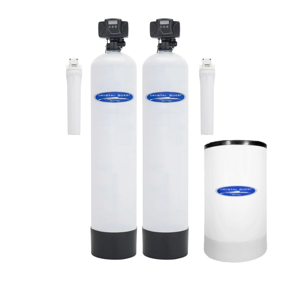 Fiberglass whole house water filter with conditioner and softener for complete water treatment system