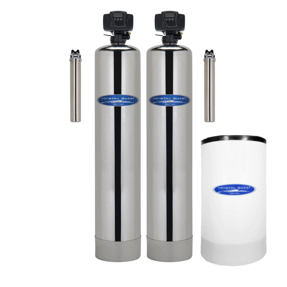 Stainless steel whole house water filter with conditioner softener combo for premium water treatment