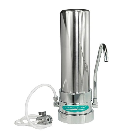 Stainless Steel Compact Smart Countertop Water Filter System providing easy installation and advanced 6-stage filtration for cleaner tap water.